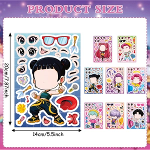 DIY Girl Party stickers set including 8 cartoon character sheets size 5.5 x 7.87 inch