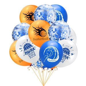 Basketball theme party balloon set with orange blue and white latex balloons for boys