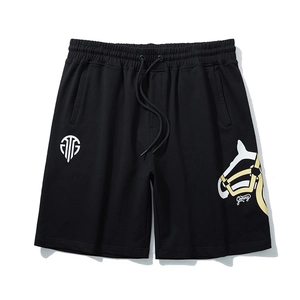 Short en Mélange de Coton pour Hommes Grande Taille Taille Élastique Cordon Short de Sport Imprimé Graphique Tête de Cheval