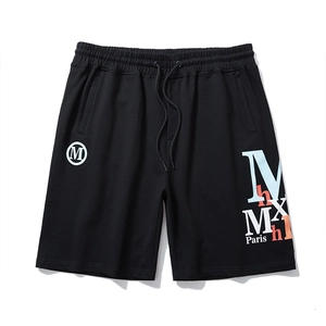 Men Big Size Printed Sweat Shorts Cotton Spandex Athletic Five Point Pants For Plus Size Men Summer Streetwear Black