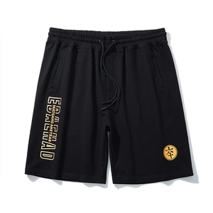 Men Plus Size Cotton Blend Shorts Streetwear Gold Foil Letter Printed Drawstring Waist Breathable Casual Sport Shorts