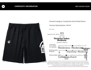 Detail of loose black sports shorts showing elastic drawstring waist and white numeric print