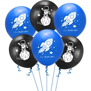 6pcs 12-inch astronaut and rocket space theme balloons for children's birthday party decor