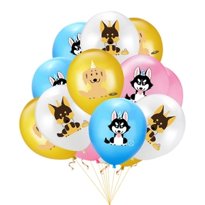 12-inch colorful latex balloons with cartoon dog prints for pet birthday party decoration