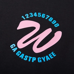 Men's oversized black cotton T-shirt with pink and blue street style graphic print