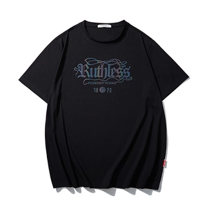 Men's Plus Size T-Shirt 95% Cotton Ruthless Letter Graphic Print Reflective Heat Transfer Hip-hop Casual Short Sleeve Top
