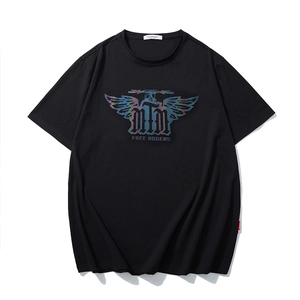 Men's Plus Size Cotton Spandex T-Shirt Loose Fit Reflective Wings Graphic Short Sleeve Streetwear Top Summer Clothing