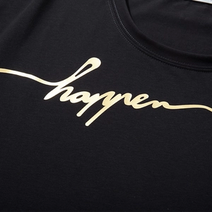 T-shirt da uomo taglie forti nera con stampa dorata happen di alta qualità