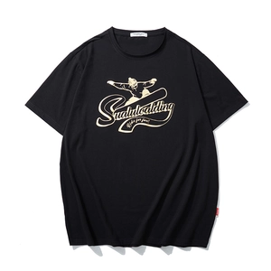 Men's Plus Size Streetwear T-Shirt Short Sleeve Cotton Blend Loose Fit Graphic Skiing Print Round Neck Casual Top