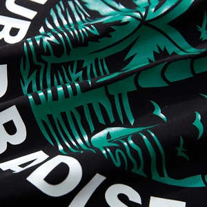 T-shirt noir surdimensionné avec imprimé palmier vert et texte Surf Paradise