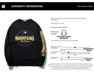 Detail showing colorful reflective Yellowstone print and gold sleeve lettering on black sweatshirt