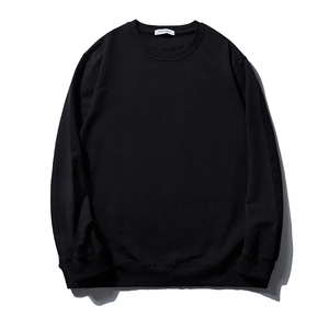 Plus Size Men's Crew Neck Sweatshirt Cotton Blend Autumn Solid Color Loose Pullover Long Sleeve Top With Ribbed Cuffs And Hem