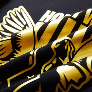 Men's oversized black sweatshirt with detailed gold eagle print and metallic finish