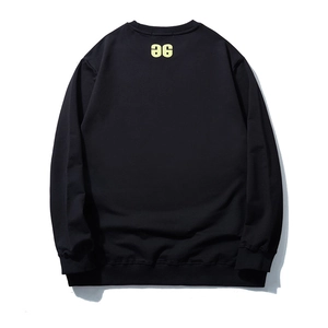 Men's loose black round neck long sleeve sweatshirt with yellow number 96 back print