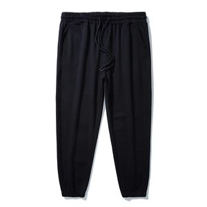 Men's Plus Size Jogger Sweatpants Solid Black Cotton Blend Drawstring Loose Tracksuit Bottoms Casual Sporty Cuffed Pants
