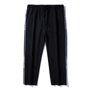 Men Plus Size Sweatpants Cotton Loose Straight Leg Sports Pants With Ribbon Lettering Drawstring Elastic Waist Casual Joggers