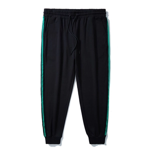 Pantaloni Sportivi da Uomo Taglie Forti in Cotone Joggers Larghi con Strisce Laterali Verdi Coulisse Pantaloni Tuta Plus Size