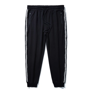 Men Plus Size Sweatpants Webbing Elastic Waist Ribbed Cuffs Zipper Anti-theft Joggers Cotton Blend Sporty Casual Trousers