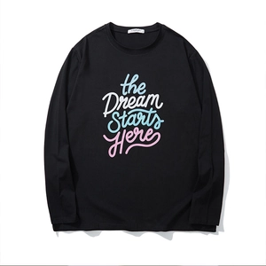 Men Plus Size Cotton Blend Long Sleeve T-Shirt Loose Fit Letter Print Round Neck Casual Trendy Autumn Winter Top