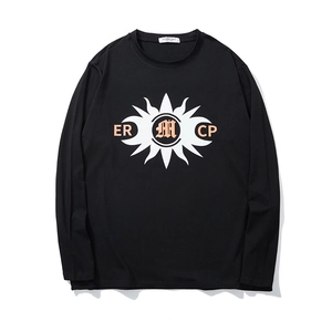 Men's Plus Size Cotton Blend Long Sleeve T-Shirt Loose Printed Round Neck Sunburst Pattern Streetwear Casual Oversized Top