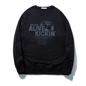 Men's Plus Size Long Sleeve Sweatshirt Loose Fit Round Neck Reflective Soccer Graphic Print Cotton Pullover Casual Autumn Top