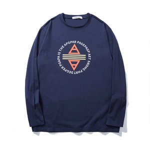 Men's Plus Size Long Sleeve T-Shirt Cotton Blend Loose Fit Round Neck Geometric Printed Casual Streetwear Top