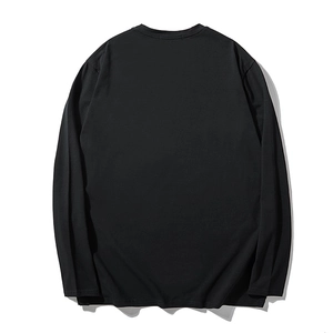 Back view of minimalist black oversized long sleeve t-shirt in premium cotton knit
