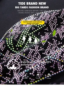 Detailed view of colorful rhinestone wave patterns on black knitted sweatshirt fabric