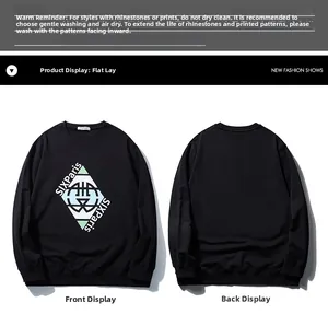 Detailed front and back view of black sweatshirt with SIXParis graphic print