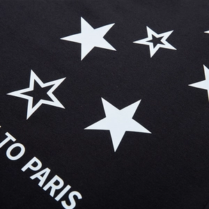 Men's loose black sweatshirt with white stars and TO PARIS print detail