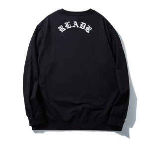 Sweat-shirt noir oversize pour homme avec imprimé de lettres gothiques blanches au dos