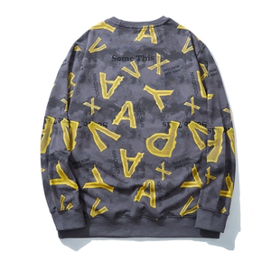 Men's oversized dark grey sweatshirt with letter graffiti and washed vintage effect