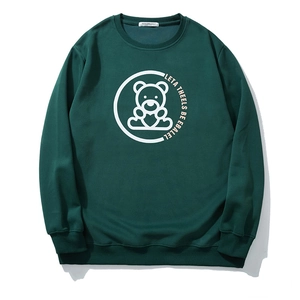 Sweat-shirt Grande Taille pour Hommes Mélange de Coton Imprimé Ours de Dessin Animé Col Rond Manches Longues