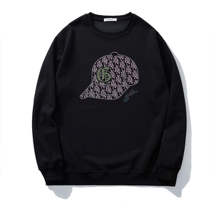 Men's Plus Size Cotton Blend Sweatshirt Loose Rhinestone Hat Graphic Long Sleeve Streetwear Pullover Big And Tall Top