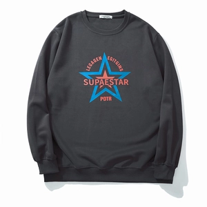 Sweatshirt oversize pour homme avec imprimé étoile et col rond en gris foncé