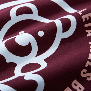 Sweat à capuche bordeaux surdimensionné pour homme avec imprimé ours blanc