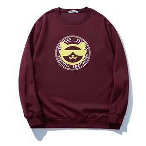 Men's oversized burgundy sweatshirt featuring a graphic cat with sunglasses print