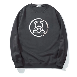Sweat-shirt gris foncé pour homme, coupe ample avec imprimé ours et col rond