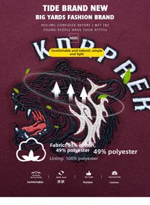 Détail de la broderie tête de tigre et du lettrage KNPREP sur le sweat-shirt bordeaux chic