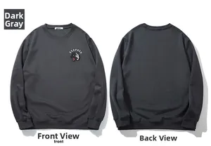 Vues avant et arrière d'un sweat-shirt gris foncé avec broderie tête de loup