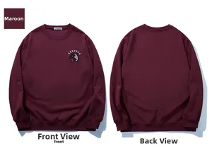Vue avant et arrière d'un sweat-shirt bordeaux à manches longues avec broderie tigre