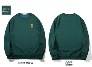 Front and back view of dark green sweatshirt with teddy bear embroidery and rhinestones