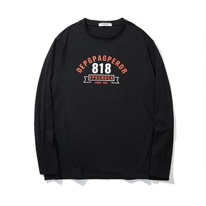 Men's Plus Size Vintage Graphic Print Long Sleeve T-Shirt Loose Cotton Casual Round Neck American Streetwear Fashion Top