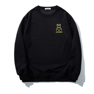 Men's Plus Size Cotton Blend Sweatshirt Suit Bear Embroidery Rhinestone Pullover Long Sleeve Casual Sportswear Sweatpants