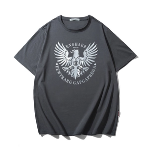 Men's dark grey oversized t-shirt with silver eagle graphic and crew neck design