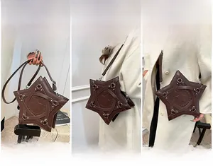 Braune Sterntasche mit Trageoptionen als Handtasche, Schulter- und Umhängetasche