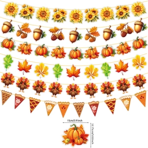 Thanksgiving party banner decorations with pumpkin and turkey patterns, 15x12cm sizes