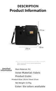 Details zur schwarzen Vintage PU-Leder Umhängetasche mit goldener Metallschnalle