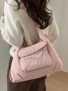 Sac à Épaule en Tissu Plissé de Grande Capacité pour Femmes Sac à Bandoulière Décontracté Minimaliste Léger Sac Fourre-tout Rétro