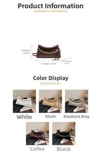 Tabella delle taglie e cinque opzioni di colore per questa borsa baguette minimalista
